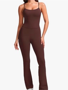 Women’s Brown Slim Jumpsuit with Spaghetti Straps